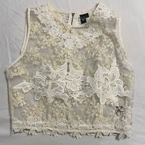 Ivory lace crop top